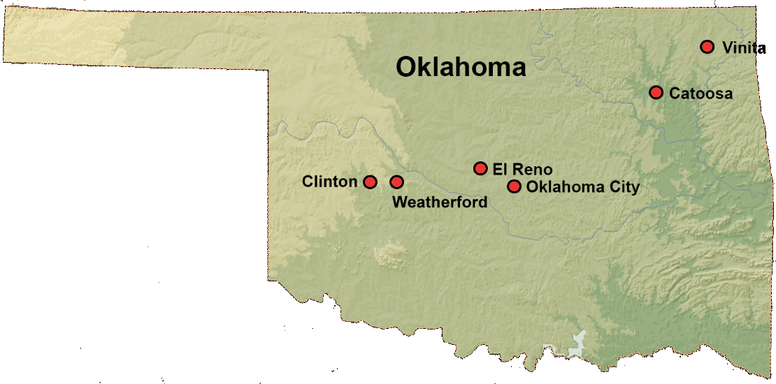 Karte Oklahoma - Route 66