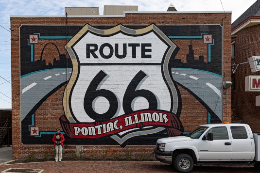 Route 66 Mural in Pontiac