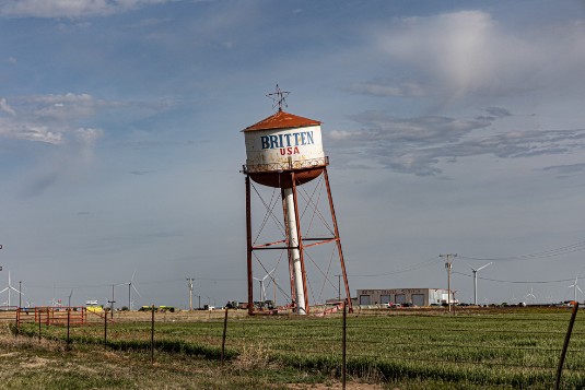 Schiefer Wasserturm bei Groom in Texas